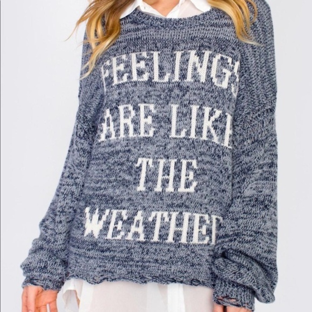 Wildfox Feelings Distressed Sweater